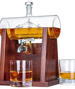 Jillmo Whiskey Decanter Set, 1250ml Whiskey Decanter with 2 Whiskey Glasses